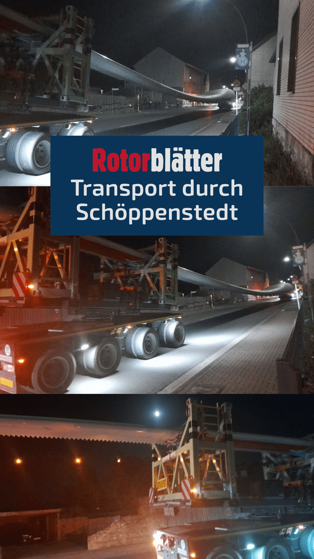 Transport der Rotorblätter durch Schöppenstedt