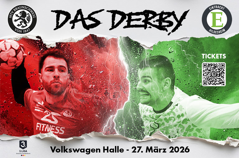 Plakat zur Ankündigung des Derby zwischen dem MTV Braunschwieg und Eintracht Hildesheim