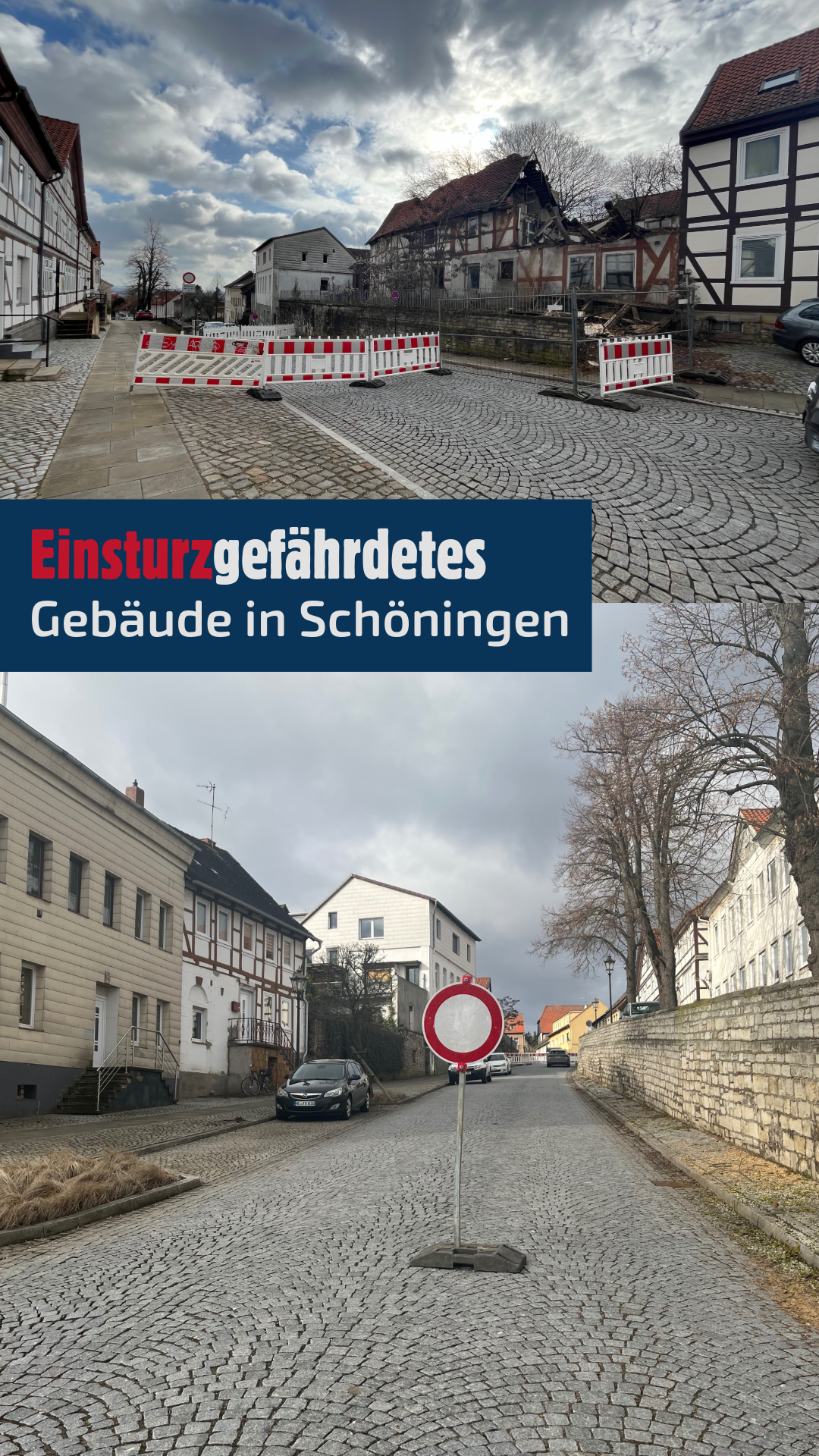 Straßensperrung wegen Einsturzgefahr in Schöningen