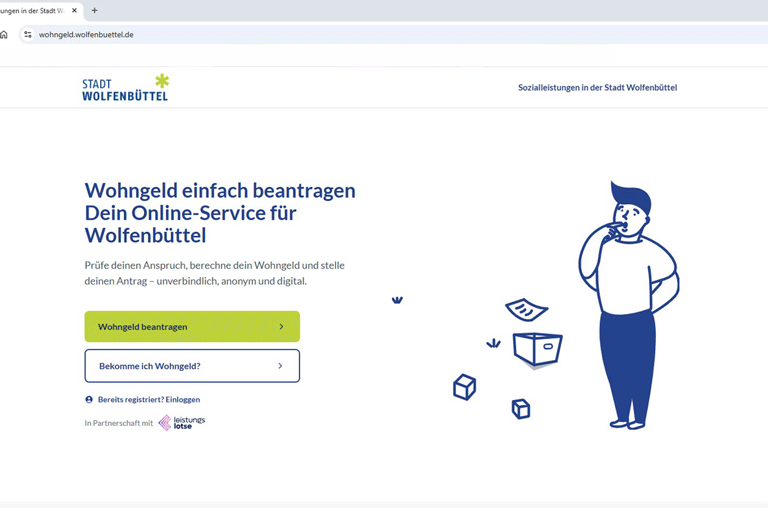 In Zusammenarbeit mit dem Start-up „LeistungsLotse“ wird für Wohngeld in Wolfenbüttel ein Online-Assistent für den Antrag eingeführt.