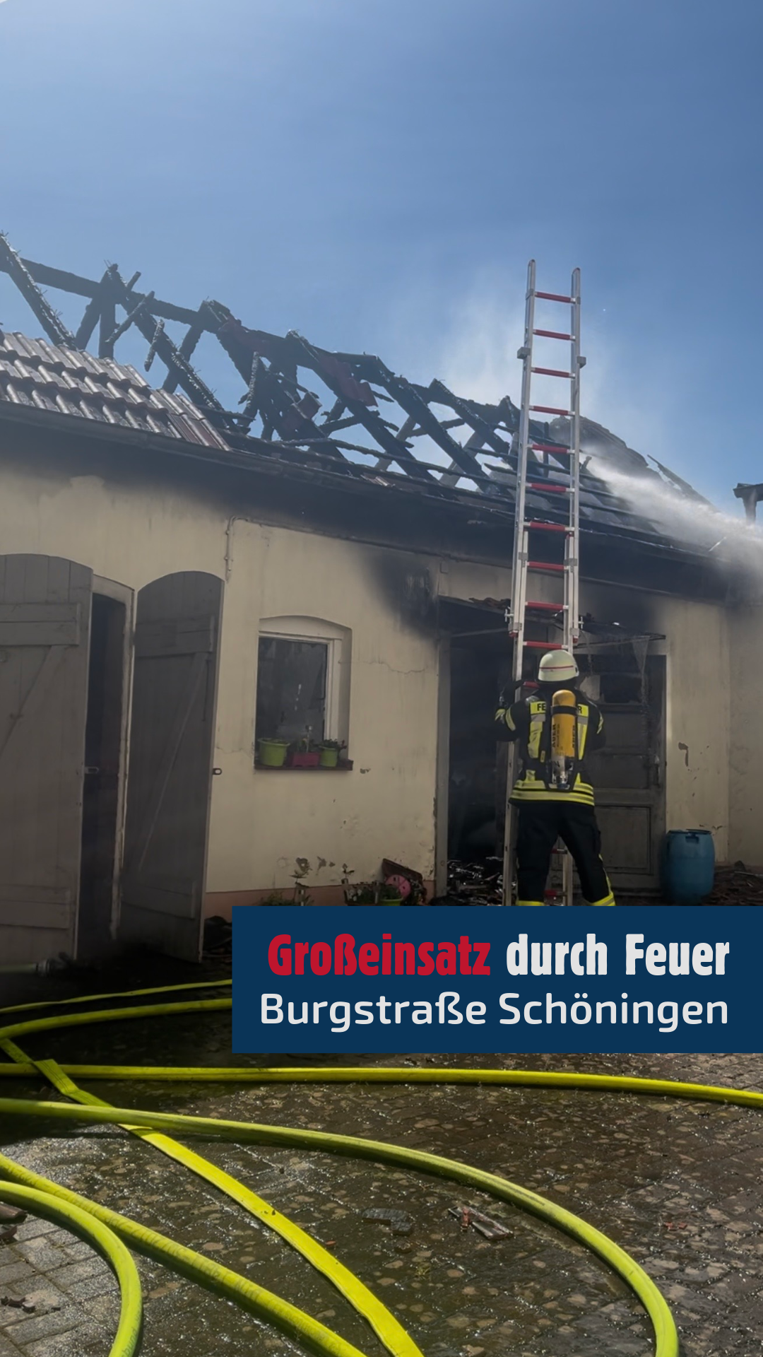 Großeinsatz durch Feuer Burgstraße Schöningen