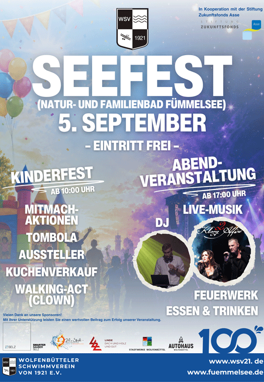 Plakat Seefest am Fümmelsee vom WSV 21